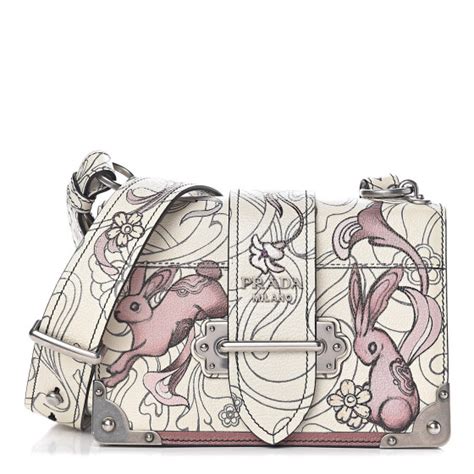 PRADA X JAMES JEAN Glace Calfskin Rabbit Print Cahier Bag 